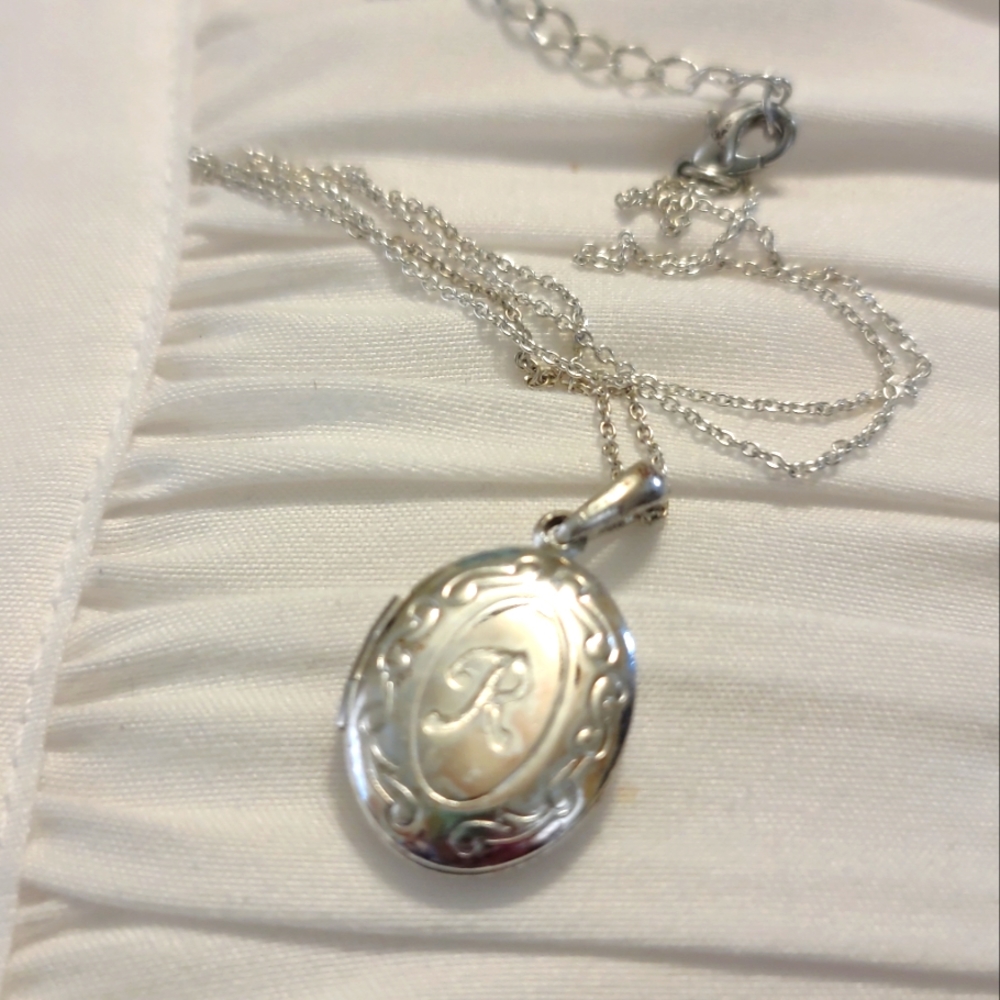 Sterling Silver monogram locket necklace